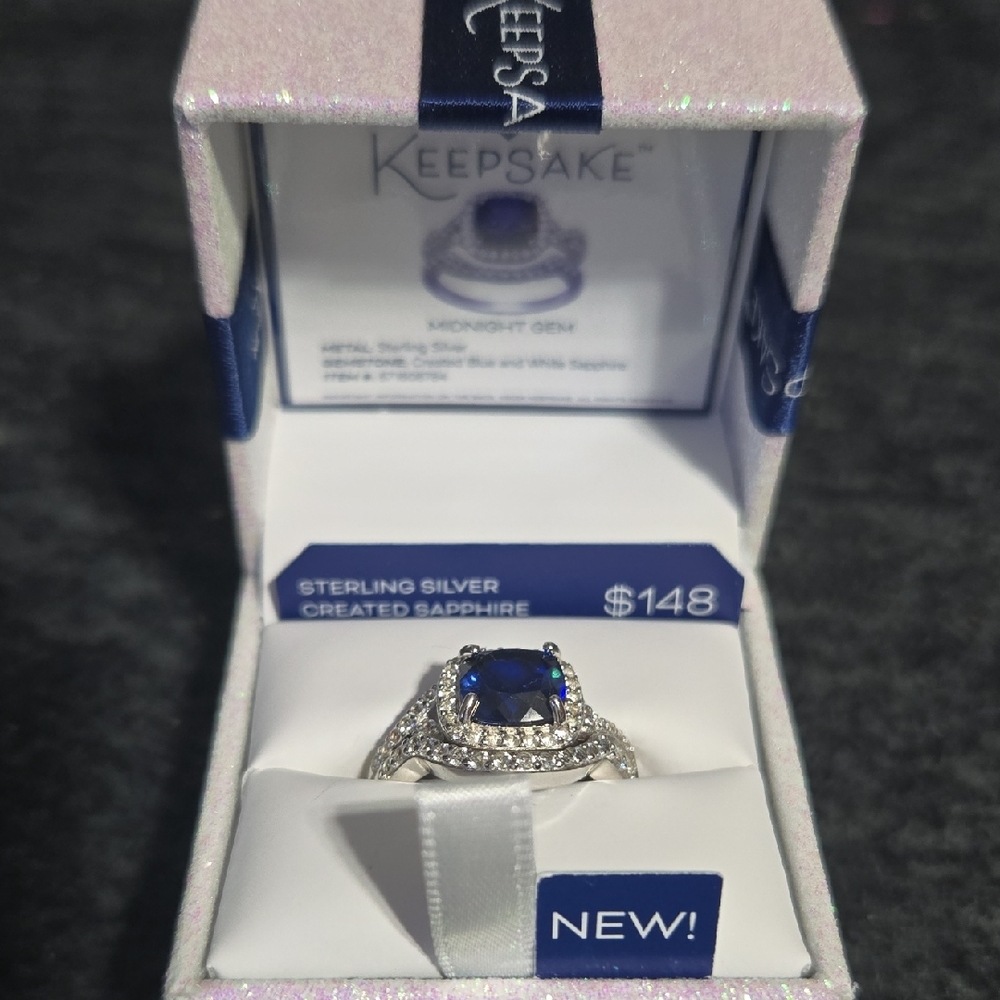 NWOT KEEPSAKE Silver Ring with Blue Gemstone